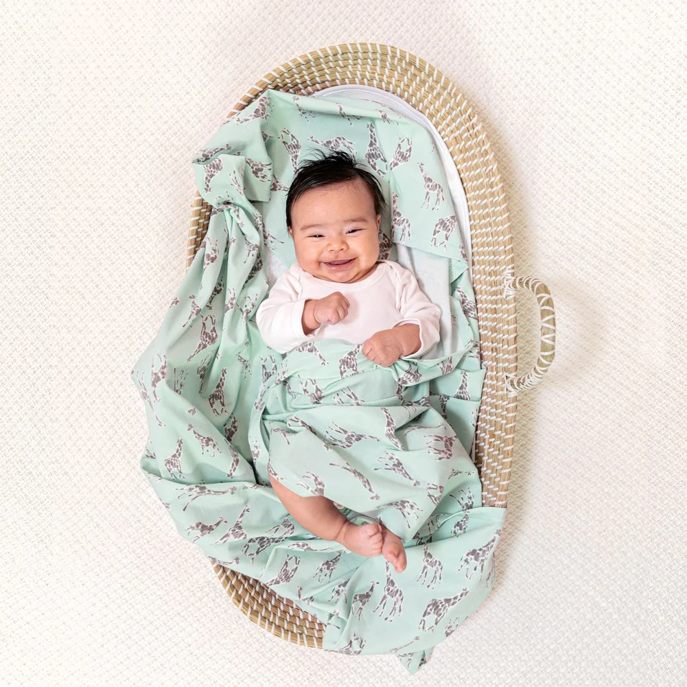 Aden + Anais Comfort Knit Swaddle Blanket - Jade Giraffes - Image 4