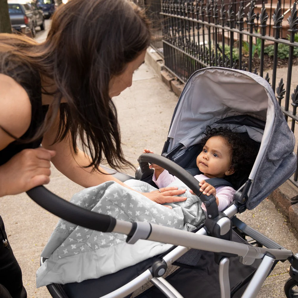 Aden+Anais On-The-Go Cotton Weighted Blanket - Grey Cross-Hatch - Image 6