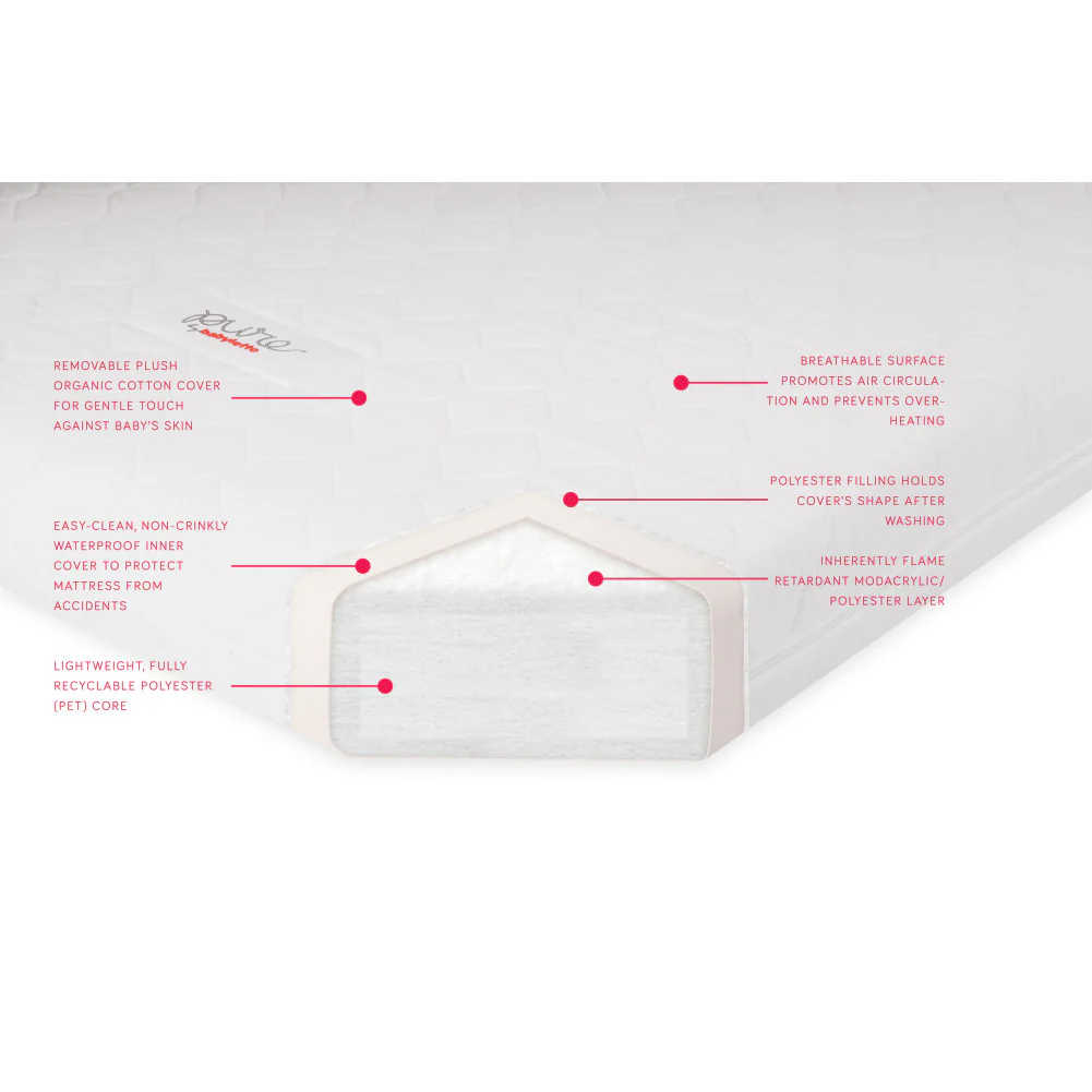 Babyletto Pure Core Non-Toxic Crib Mattress with Hybrid Waterproof Cover - Image 3