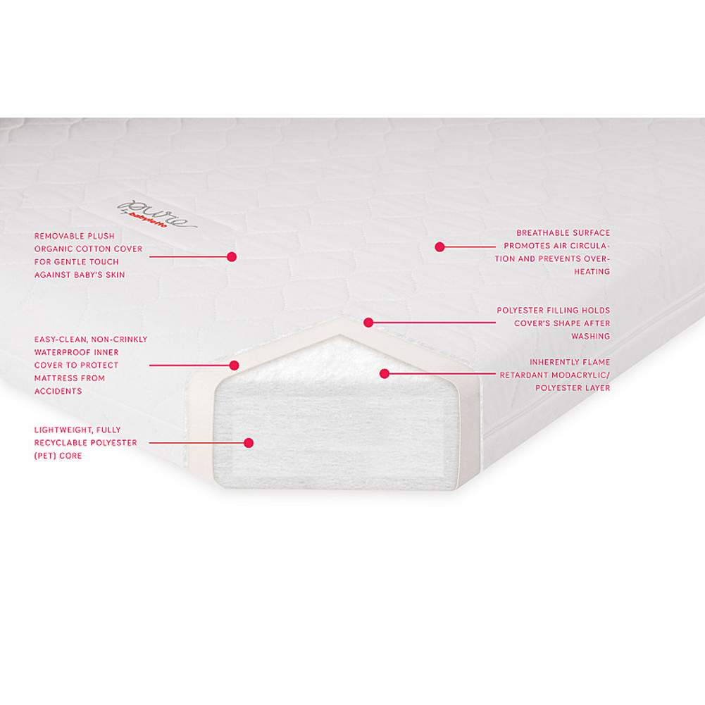 Babyletto Pure Core Non-Toxic Mini Crib Mattress with Hybrid Waterproof Cover - Image 4