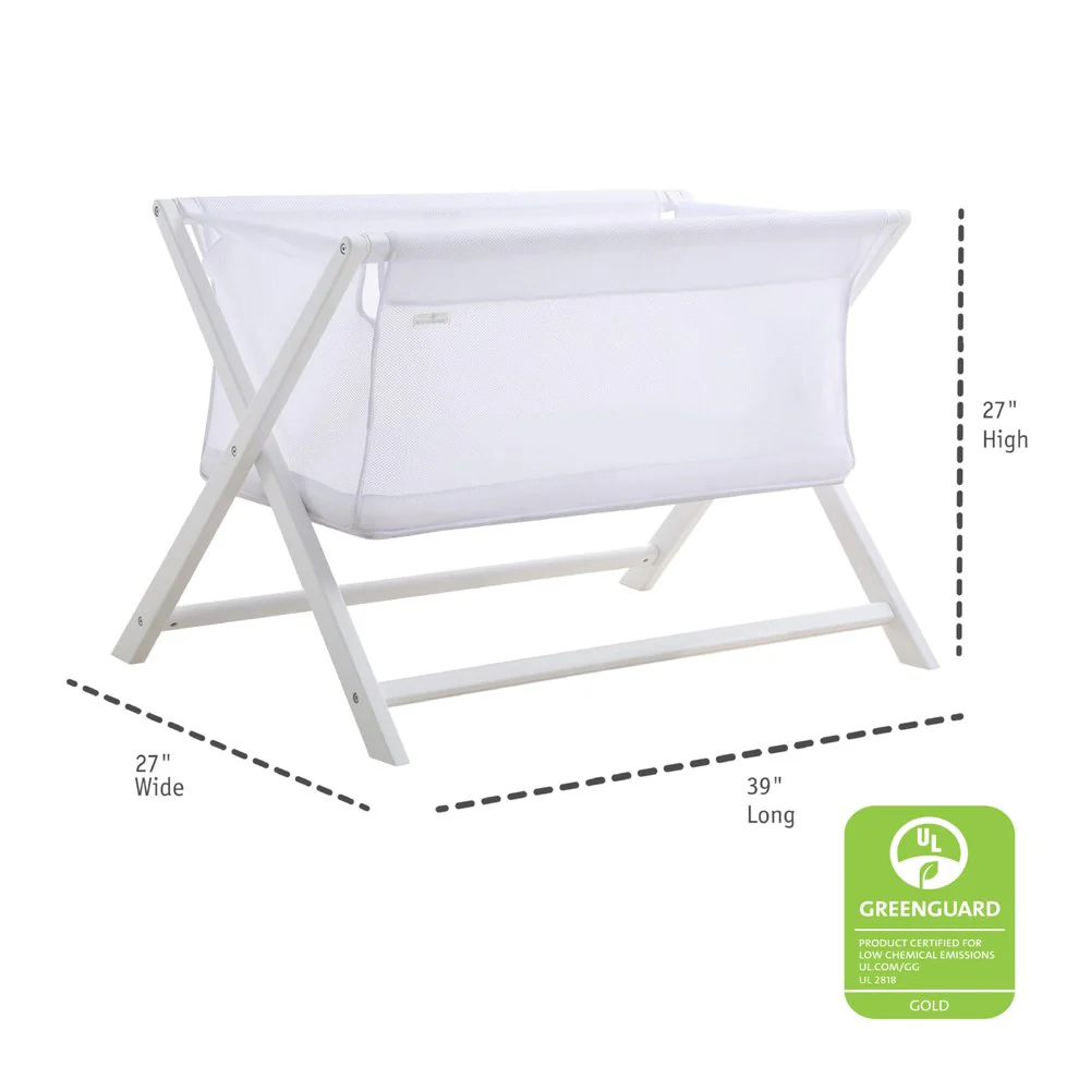 BreathableBaby Breathable Mesh Portable Bassinet - White - Image 3