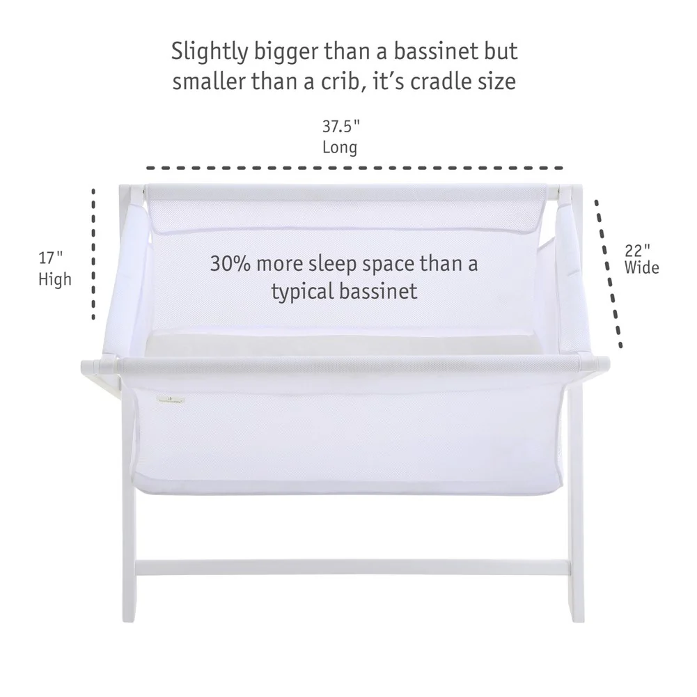 BreathableBaby Breathable Mesh Portable Bassinet - White - Image 4