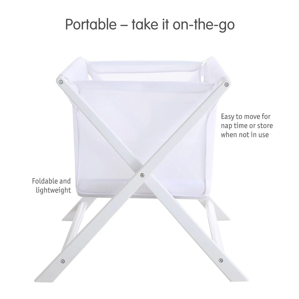 BreathableBaby Breathable Mesh Portable Bassinet - White - Image 5