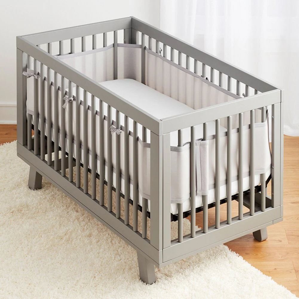 BreathableBaby Classic Mesh Crib Liner - Grey - Image 3