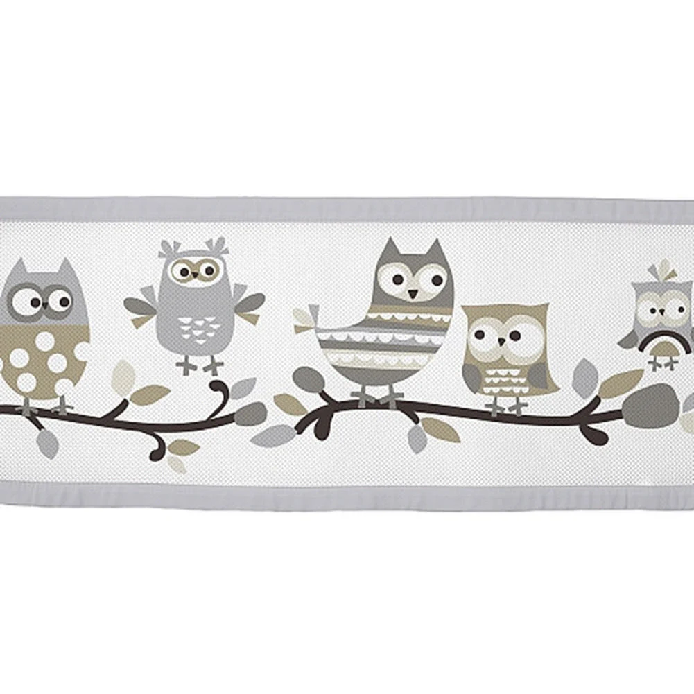 BreathableBaby Classic Mesh Crib Liner - Owl Fun Gray - Image 3